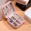 PU Jewelry Box Monolayer Jewel Case Ear Studs Zipper Storage Box Ornaments Jewelry Ring Boxes Storage Bins GGA3826-3