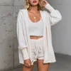 Trois pièces Sexy Costume moelleux velours peluche à capuche Cardigan manteau Shorts haut court femmes survêtement décontracté sport salopette Sweatshirt275s