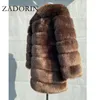 Zadorin Winter Long Furry Faux Fur Coat Jackets Women Women grossa quente e fofo jaqueta de pele FAUX ABESTO CAUS