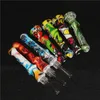 smoking color Silicone Nectar Kit With Quartz Titanium Tips 14mm Mini NC Dab Tool For Glass Bongs Rigs