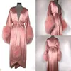 Women's Bathrobe Fur Full Length Pink Nightgown Pajamas Sleepwear Lingerie Women's Occasions Gowns Housecoat Nightwear Shawls