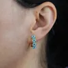 Boucles d'oreilles en forme de cerceau pour femmes, bijoux couleur or, ensemble de broches, pierre turquoise bleue, fleur, nouvelle mode printemps 2021