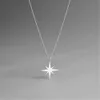 Star Long Necklace 925 Silver Choker Kolye Charm Minimalism Vintage Boho Boho Bijoux Femme Collier Halsband Kvinnor Joyas Smycken Q0531