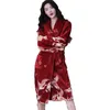 Abbigliamento da donna inverno donna Sleepwear spessa calda flanella kimono accappatoio per le donne flower manica lunga corallo velluto notte indumenti da notte homewear Y200429