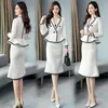 Women's Formal Tweed Skirt Suit for Women Skirt and Jacket Set 2 Piece Office Clothes Winter Black White Blazer with Skirts1