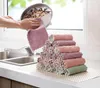 Cuisine nettoyage chiffons d'essuyage torchons vaisselle Absorption d'eau Anti-graisse torchon microfibre couleur lavage serviette magique