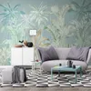 Papel de parede personalizado Papel de parede moderno mão desenhada plantas tropicais folhas verais sala de estar sala de estar TV Sofá Bedroom Papel de Parede Sala 3 D