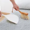 Hand-Held Mini Brush and Dustpan Set White Brushes Broom with Wooden Handle for Table Desk and Sofa RRA11337