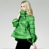 Eam Loose Fit Multicolor Green Down Jacket Stand Okocznik Long Rękaw ciepłe kobiety Parkas Fashion Spring Autumn 1B811 201214