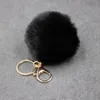 Fluffy päls pom nyckelringar leksaker mjuk faux rex kanin päls boll bil nyckelring pompom nyckelkedjor party present till baby barn tjejer