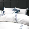 寝具セット豪華な白い綿の寝具セットホテルベッドシートフィットシートクイーンキングサイズベッドセット羽毛布団カバーロポードカマリンギデリット201104