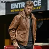 Nouvelle veste en cuir pour hommes Veste marron en cuir véritable avec une capuche amovible Veste en cuir chaud pour hommes LJ201029