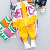 Children Clothing Set Boys Spring Suit Toddler Girls Fall Fashion Letter Stitching Sweater Pants Baby Clothes Kids Clothes LJ201202