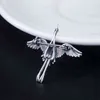 Real S925 Sterling Silver Personlighet Vintage Clear Sky Flying Crane Brosch Kvinna National Tide Klassisk Etnisk Krage Pin