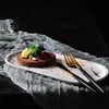 Nordic Marbled Ceramic Ovaal Plaat Western Dish Dessert Plaat Sieraden Opslag Lade Servies Accessoires Sushi Seafood Dish 201217