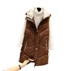 Neue Frauen Streetwear Jacke Baumwolle Gepolsterte Weste Herbst Winter Verdickung Mit Kapuze Lange Weste Weibliche Patchwork Warme Parkas 201214