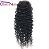 Cordon Extensions de queue de cheval vague profonde cheveux humains malaisien Remy queue de cheval avec clip pour les femmes noires réglable profond bouclé Ha7152971