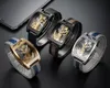 Relógios de pulso transparente relógio mecânico automático homens turbulon steampunk esqueleto luxo ouro tourbillon relógios de aço reloj montre homme