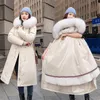 Женские Parkas Tyjtjy Зимняя куртка Женщины Пальто Меховой Воротник Длинные Parka Mujer Дамы Пуффы Элегантный Casaco Feminino Eartwear