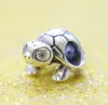 925 Sterling Silver Bright-Eyed Turtle Charm Bead For European Pandora Style Jewelry Charm Bracelets
