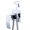 Bakala Bidets fyrkantiga mässing Chrome Bidet Toalettkranar Dusch Portable Sprayer Set and Cold Water Tap Hygienic Shower2137608