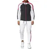 Striped Fashion Tracksuit Set Men Brand Sweat Suit Mens Sport Set Seatshirts Sweatpants 2 Pieces Jogger Track Suit 201116