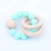 Rattle Wooden Colorful Toys Silicone Teether Natural Baby Exercise Fingers Infant Accessories Ring Play Teething Heath Toys Teethers 167 B3