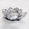 Nordic Candles Holder Plating Silver Gold Lotus Rose Shape Candlestick Valentine Wedding Festival Home Tealight Candles Decor