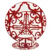 Ceramic Steak Plate Coffee Cup And Saucer Bone China Dinnerware Set Western Food Tray Red Pattern 201116