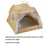 猫のベッド家具通気性ペットハウス洞窟子犬寝台クッションサマー竹マットデザイン猫用ベッド16700018