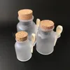 Bouteille de sel de bain 100 ml/200 ml/300 ml bouteille en ABS givré avec couvercle en liège cuillère sel de bain masque poudre crème bouteilles de stockage