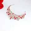 FORSEVEN 1pcs Red Color Handmade Rhinestone Big Crown Girls Women Tiara Party Headband Bride Wedding Hair Accessories LB J0121