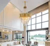 Grote Crystal Kroonluchter in Duplexwoning Luxe Hotel Lobby Engineering Villa Woonkamer Hollow Kroonluchter