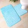 Bad Mat 2 Stuk Set Cobblestone Patroon Toilethoes Voetkussen Antislip Absorberende Badkamer Deurmat Flanel Soft Bath Rug Tapijt