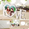 LOVE Heart Shape Picture Sublimation Blank Board Painting Wooden HDF Table Ornaments Stand Water Proof Solid Color 10 93xm L2