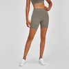 Cor sólida nude yoga alinhar shorts lu-64 cintura alta hip apertado elástico treinamento calças femininas correndo fitness esporte biker 348h