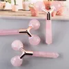 Schönheit Gesichtspflege Massagegerät 3D Jade Roller Face Lifting Abnehmen Werkzeug Naturstein Kristall Rosa Rosenquarz Roller Anti Aging