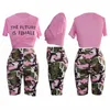 Camouflage Pink Two Piece Set Summer Outfits T Shirt Crop Top och Camo Shorts Set Sexy Tracksuit Matching Set D41-AB95 T200603