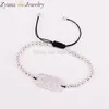 Bracelets de charme 5 brins ZYZ298-2404 Barre rectangulaire Pave CZ Zircon Connecteur avec perles de cuivre de 4 mm Bracelet en macramé réglable Hommes Femmes Juif