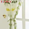 Green Willow Leaves Tulle Curtains Living Sheer Curtains Green Tree White Curtains Bedroom wp272&2 Y200421