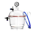 ZZKD Lab Supplies Sécheur sous vide en plastique Ransparent 250 mm avec double valve et manomètre, polycarbonate épaissi Pc-3