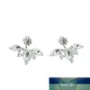 Korean Sweet and Plated Leave Crystal Stud Earrings Fashion Statement Jewelry Earrings for Women