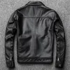 Livraison Gratuite.Genuine Cuir Veste.Winter Casual Hommes Noirs Black Hommes Vêtements de Cowhide.Quality Plus Taille Coat Coat.54-56 Slim 201201