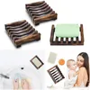 2 Styles Natural Wooden Bamboo Soap Dish for Bath Shower Plate Bathroom