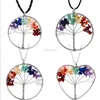 7 Chakra Natural Stone Tree of Life Halsband Crystal Heart Pendant Kvinnor Halsband Fashion Jewelry Will and Sandy Gift
