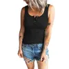 Canotte da donna Canotte senza maniche Camis Henley Camicie a costine Scollo tondo Button Down Top T-shirt Camicette a tunica in maglia slim fit di base