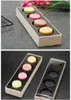 Macaron Box med PVC-fönster Dessertkaka Macaron Chocolate Muffin Biscuits Party Cake Wooden Package Box