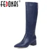 Gran oferta FEDONAS estilo europeo de talla grande tacones altos para mujer moda fiesta noche Club zapatos mujer invierno cálido mujer rodilla botas altas occidentales