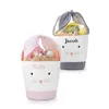 Easter Bunny Bags Barrel Bucket Basket Plaid Patchwork Cartoon Rabbit Ear Bowknot Canvas Tote Bag New Year Gifts Egg Candies Handbag E120906