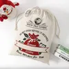 Рождественские подарочные сумки Хлопок Холст Сумка Santa Sacks Монограммируемый Santa Sack Drawstring Сумка Рождественские Украшения Санта-Клауса оленя ZY474